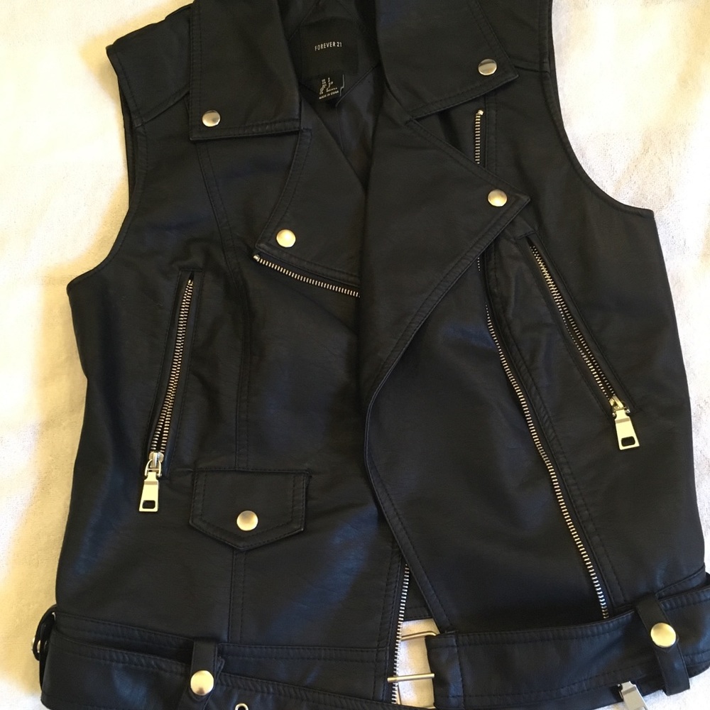 Forever21 - faux leather Moto jacket - black